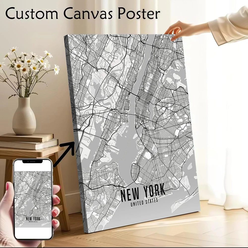 Custom Map Poster - Plakat z mapą Nowego Jorku (USA)