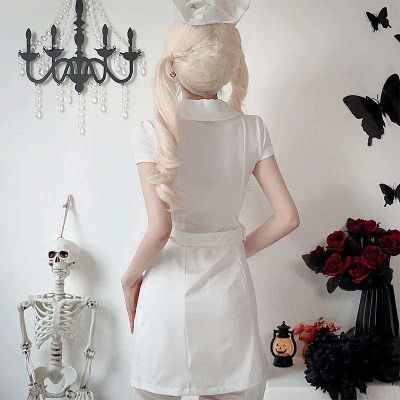 أزياء الهالوين للبالغين أزياء الممرضة التأثيرية مقاس كبير زي لعب دور الطبيب المثير أزياء الحفلات التنكرية