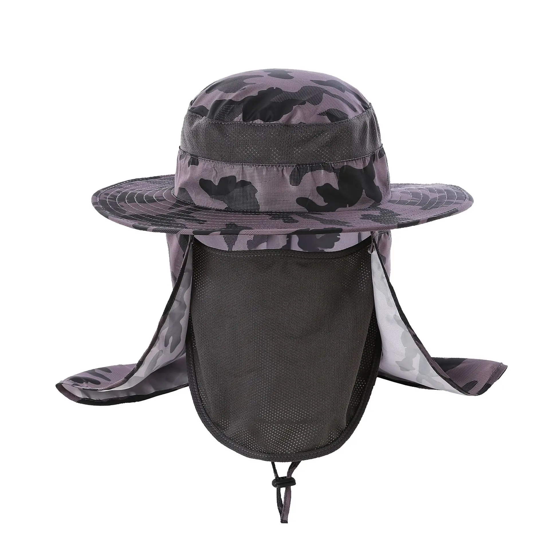 Outdoor Sun Hat for Men Women with 50+ UPF Protection Safari Cap Wide Brim Fishing Hat with Neck Flap and Face Mask Hiking Sport