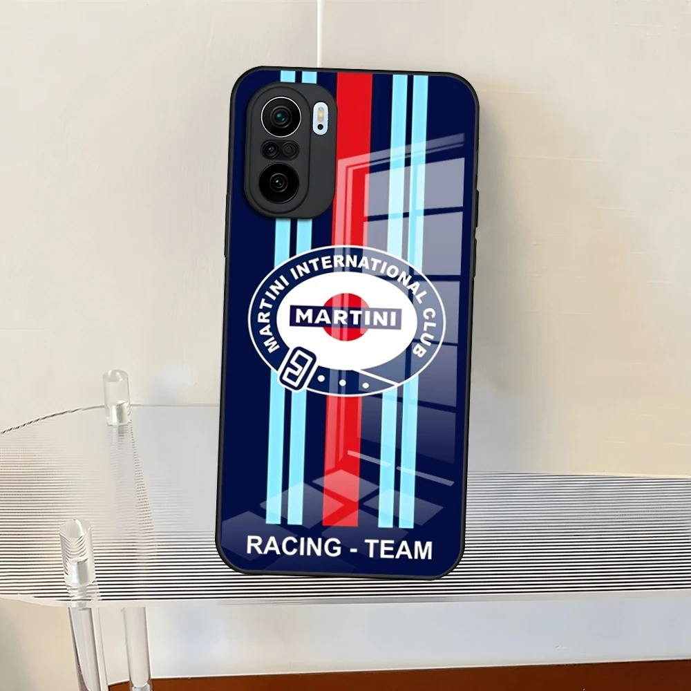 Martini Racing Horizontal Stripe Phone Case For Redmi 13 12 13c 12c Note 13 Pro Plus 11 12 Pro 10 12s 11s Glass Back Cover