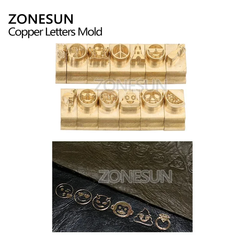 ZONESUN Custom Letter Stamp Brass Alphabet Emoticons Mold Adjustable Words DIY Phonecase Leather Branding Stamping Embosser