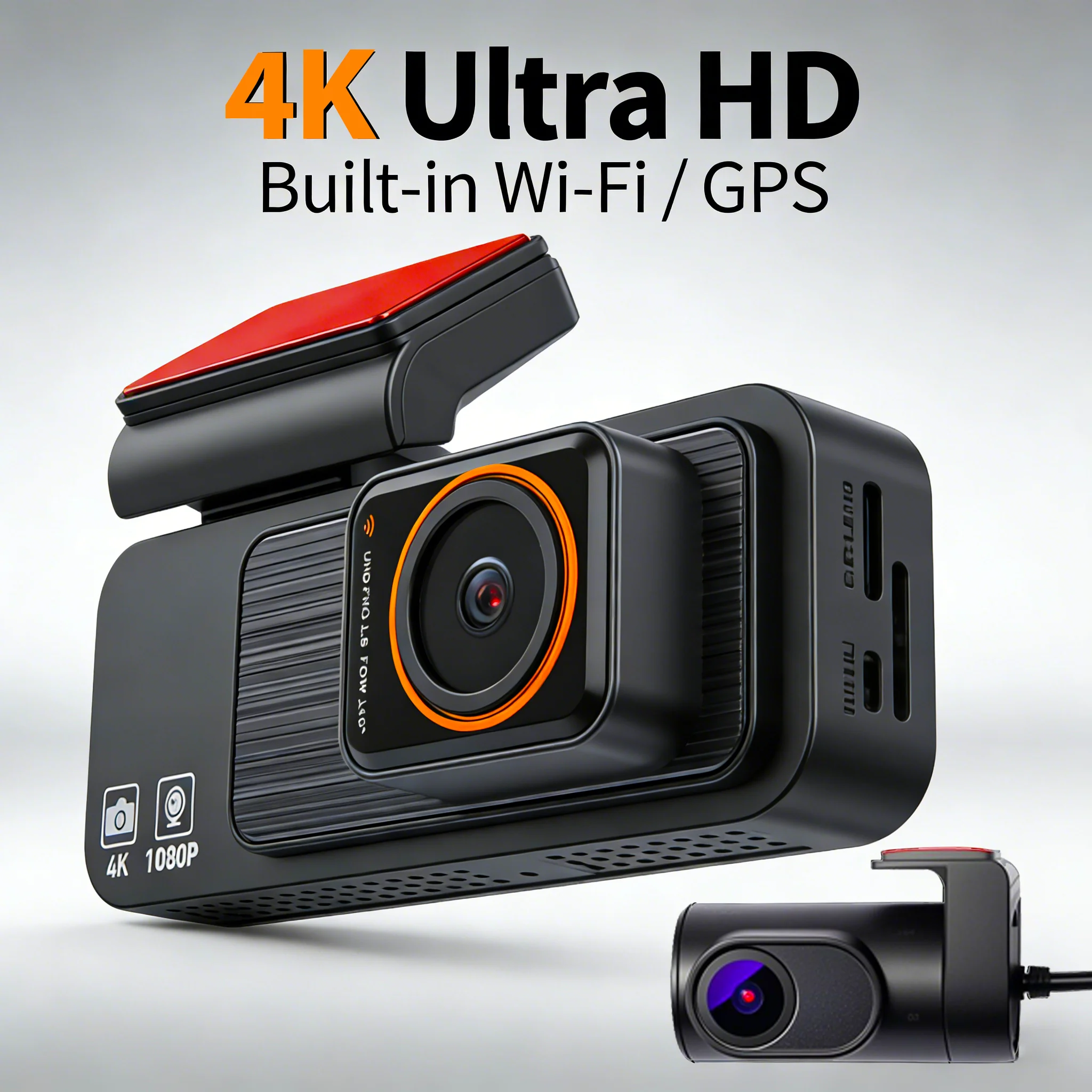 

Видеорегистратор с двумя камерами 4K UHD, GPS, WDR, ночным видением, Wi-Fi, функцией записи видео, 1080P камера заднего вида, черный ящик для автомобиля