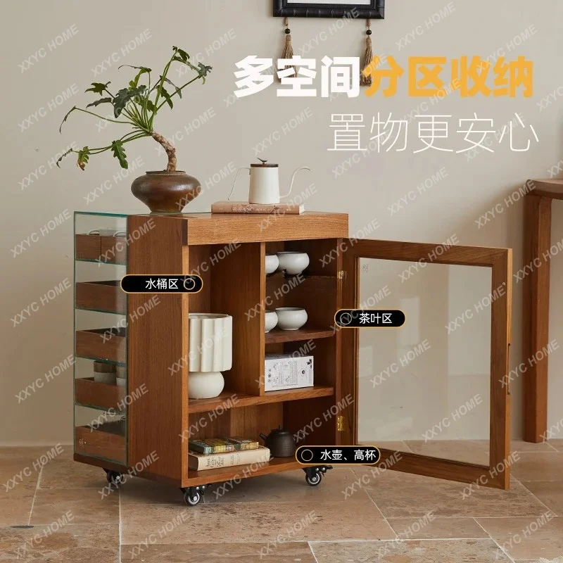 XXAll solid wood dental cabinet storage storage cabinet teak mobile tea cabinet household