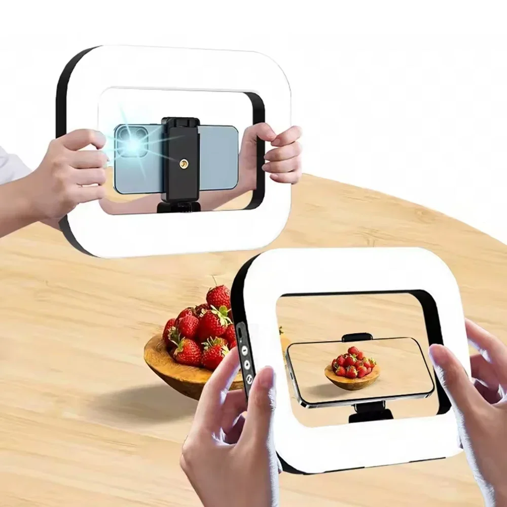 Portable Handheld Ring LED Light Rechargeable Photography Lamp for Mobile Live Broadcast Selfie Fill Light