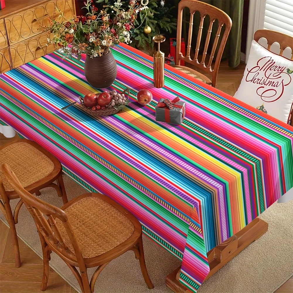 A Mexican tablecloth with a popular Mexican style decoration. Made of polyester material.