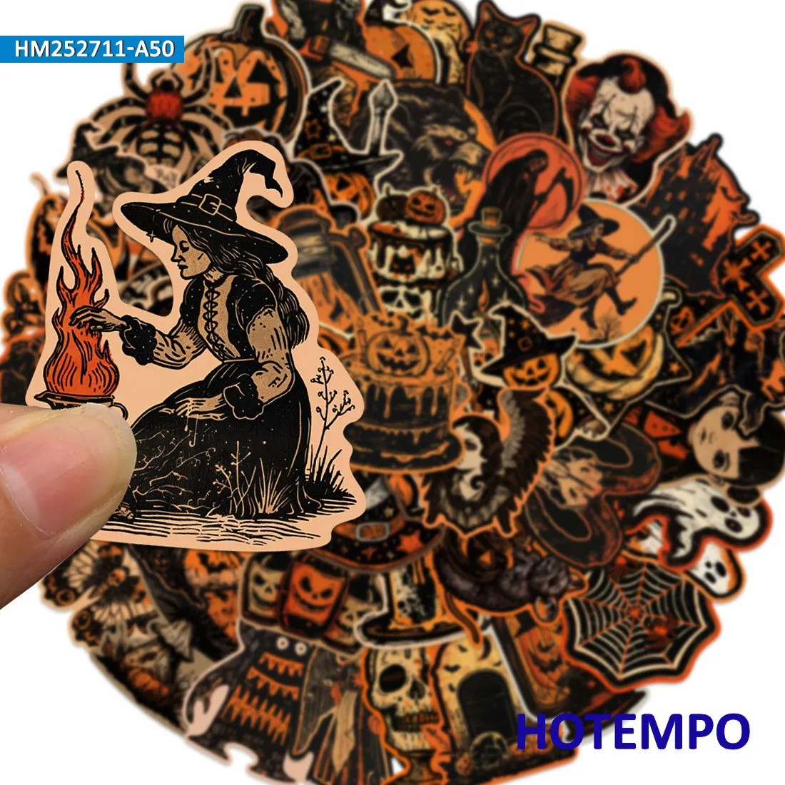 Horror Halloween Stickers Set, Witch Monster Ghost Demon Pumpkin, for Laptop Car Phone Motorcycle, Fun Sticker Pack, 20/30/50PCS