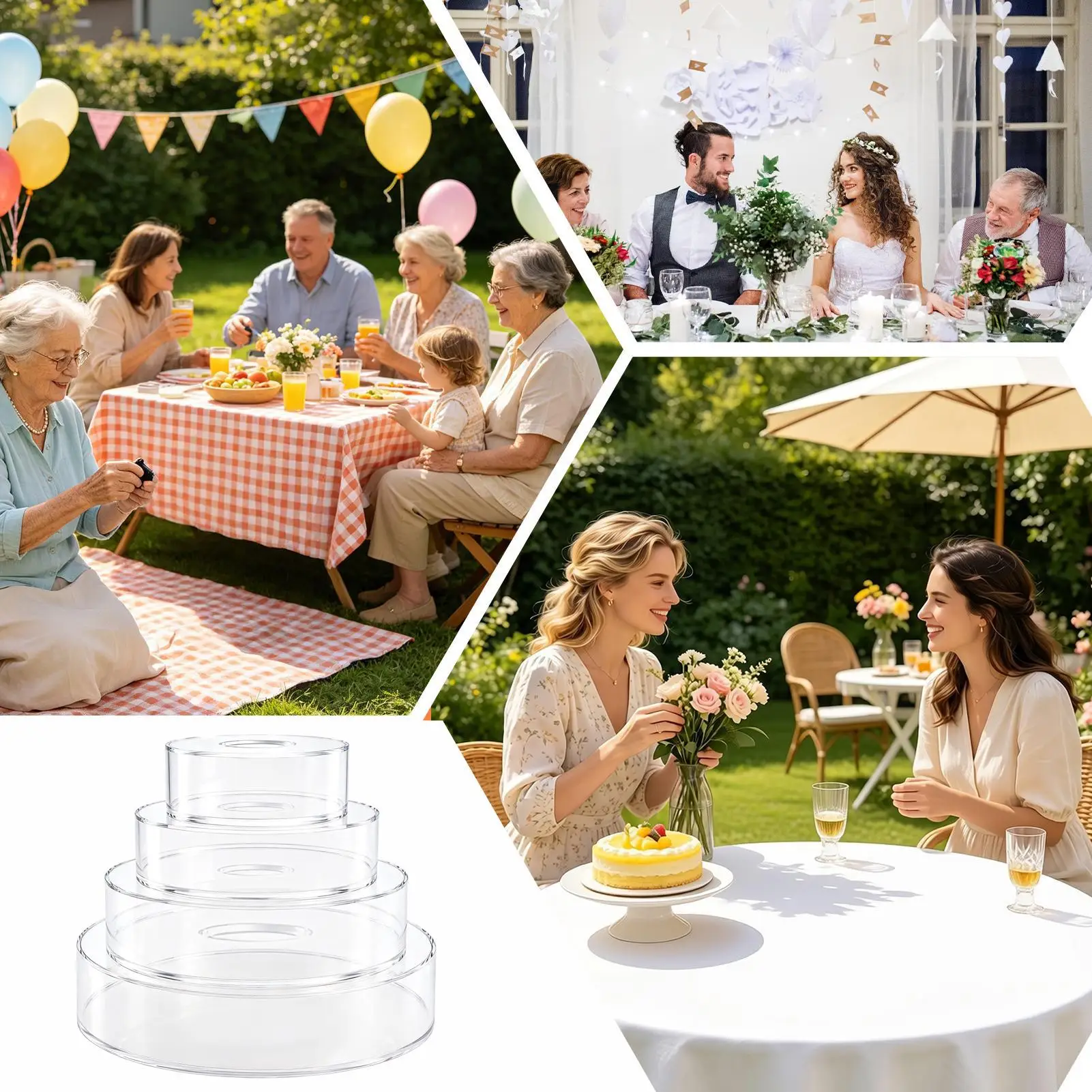 Cake Stand For Wedding 4 Pieces Dessert Riser Display With LED Lights Decorative Cake Stand For Wedding Party Birthday