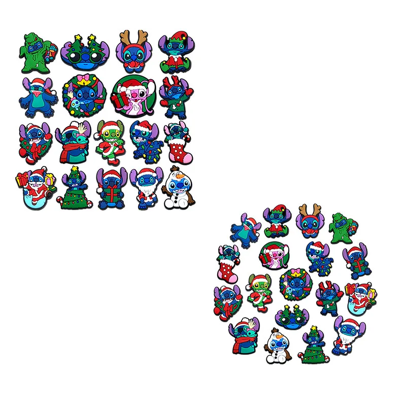 Disney Christmas Stitch series Shoe Charm Various set Random Mixed  PVC Decoration shoes accessories Waterproof Suitable as gift