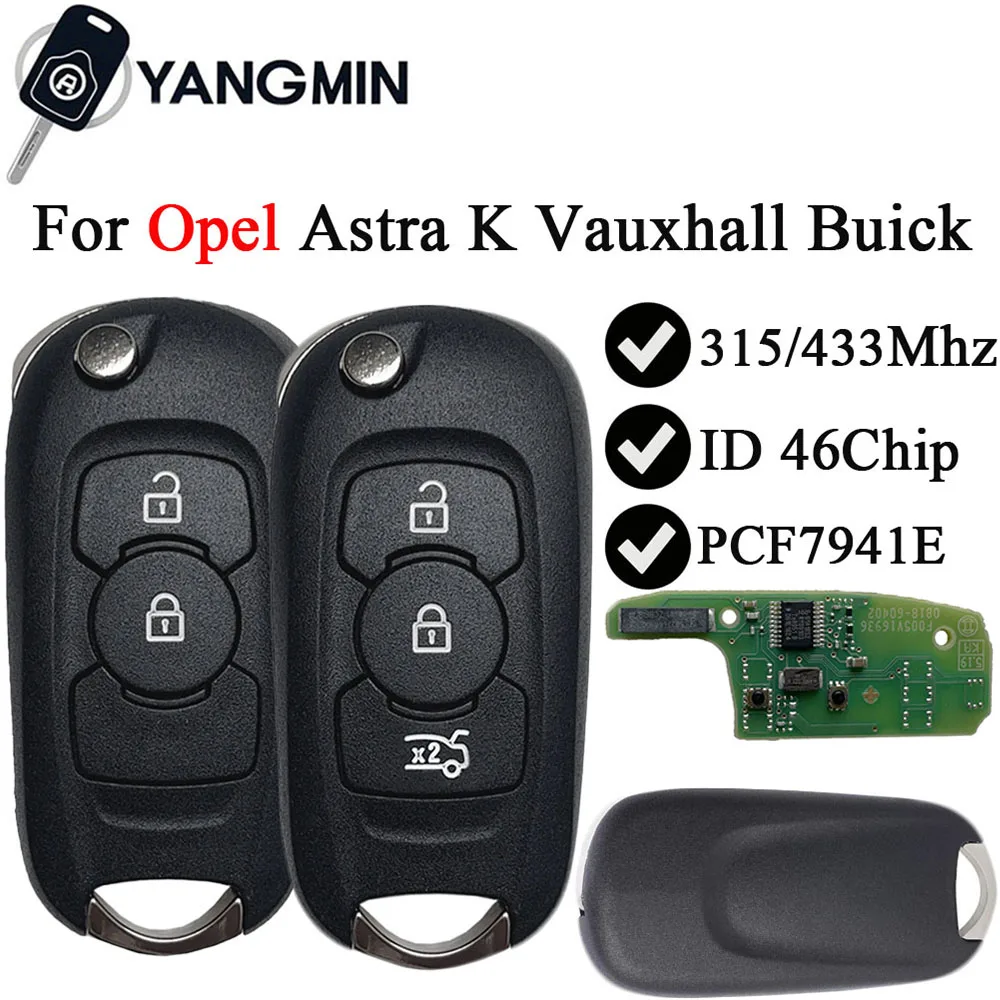 YANGMIN удаленный смарт-флип автомобильный ключ для Opel Astra K Vauxhall Buick Verano GT Excelle OEM PCB 2 кнопки 315 434 МГц ID46 PCF7941E YANGMIN удаленный смарт-флип автомобильный ключ для Opel Astra K Vauxhall Buick Verano GT Excelle OEM PCB 2 кнопки 315 434 МГц ID46 PCF7941E