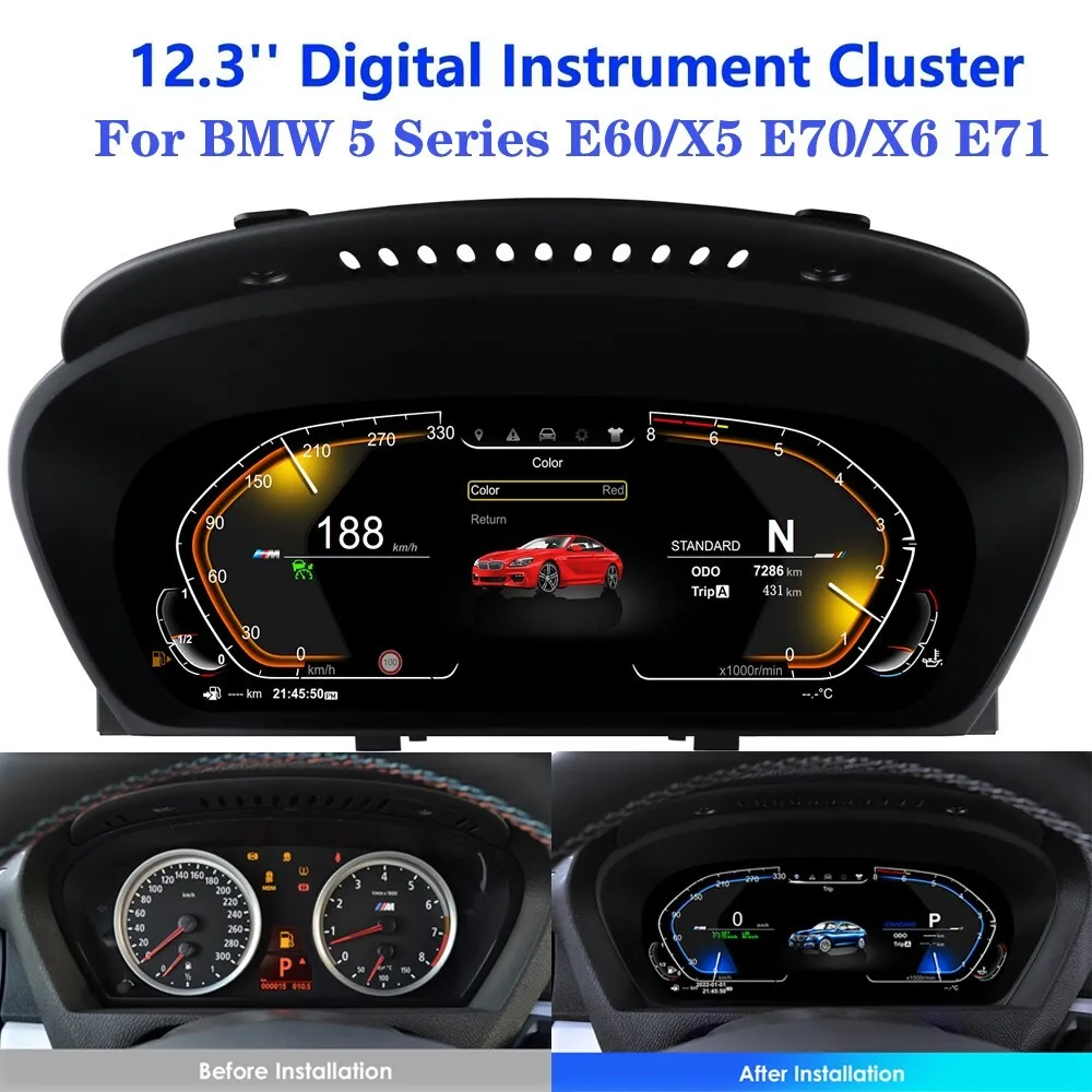 

12.3" LCD Digital Cluster Multifunctional Speedometer For BMW X5 E70 2007-2013