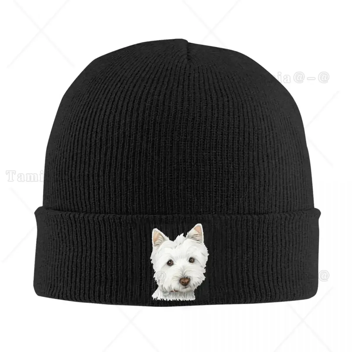 Westie West Highland White Terrier Dog Beanie Hats Vintage Caps Unisex Adult Hippie Knitted Hat Autumn Winter Graphic Warm Hats