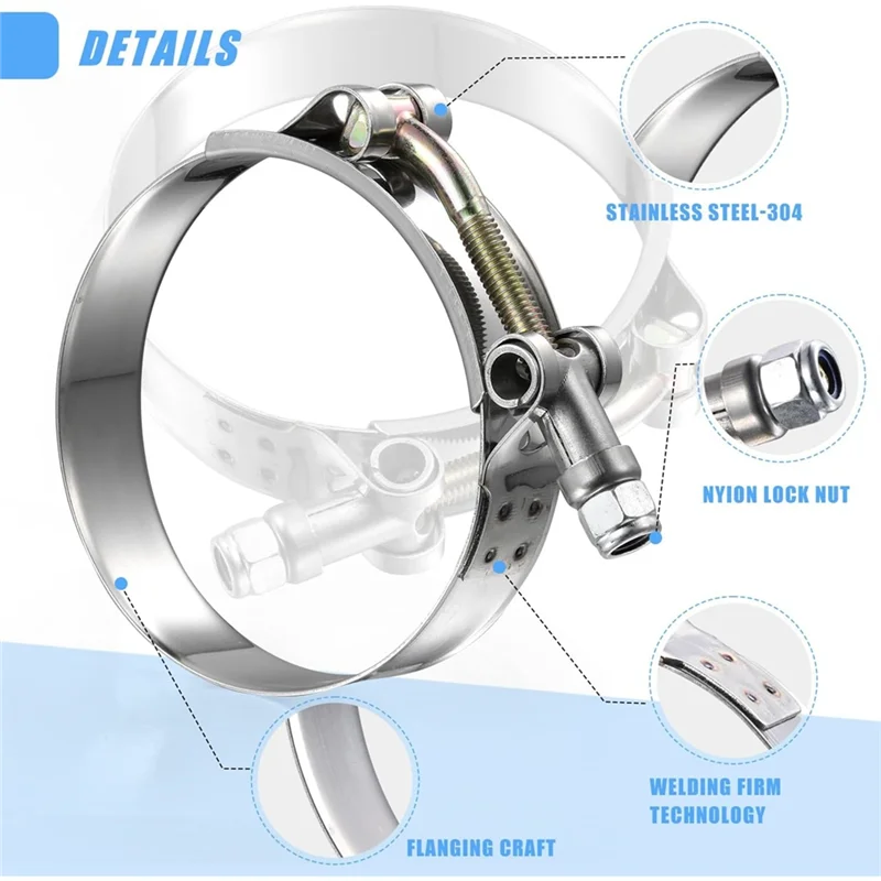 

MCGS-T Bolt Hose Clamps Set 8 Size 3/4", 1", 1.25", 1.5", 1.75", 2", 2.25",2.5" Range 28-78Mm For Radiator Hoses Clamp