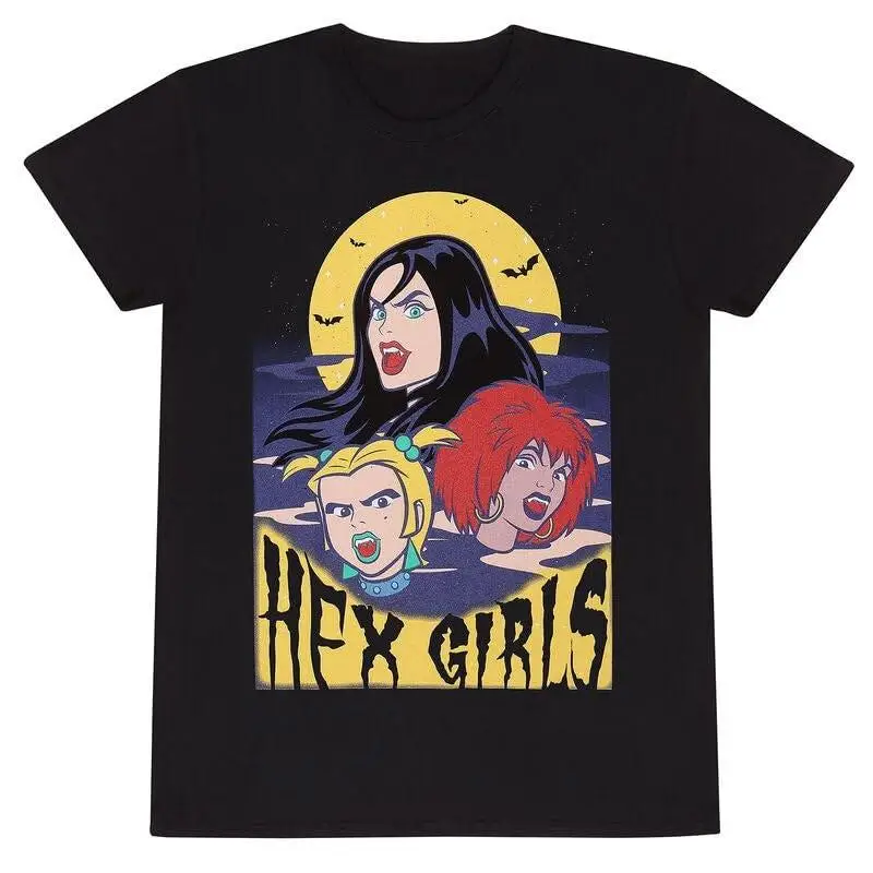Hex Girls - Floating Heads with Yellow Moon (Unisex Black T-Shirt) . T-Shirt NEW