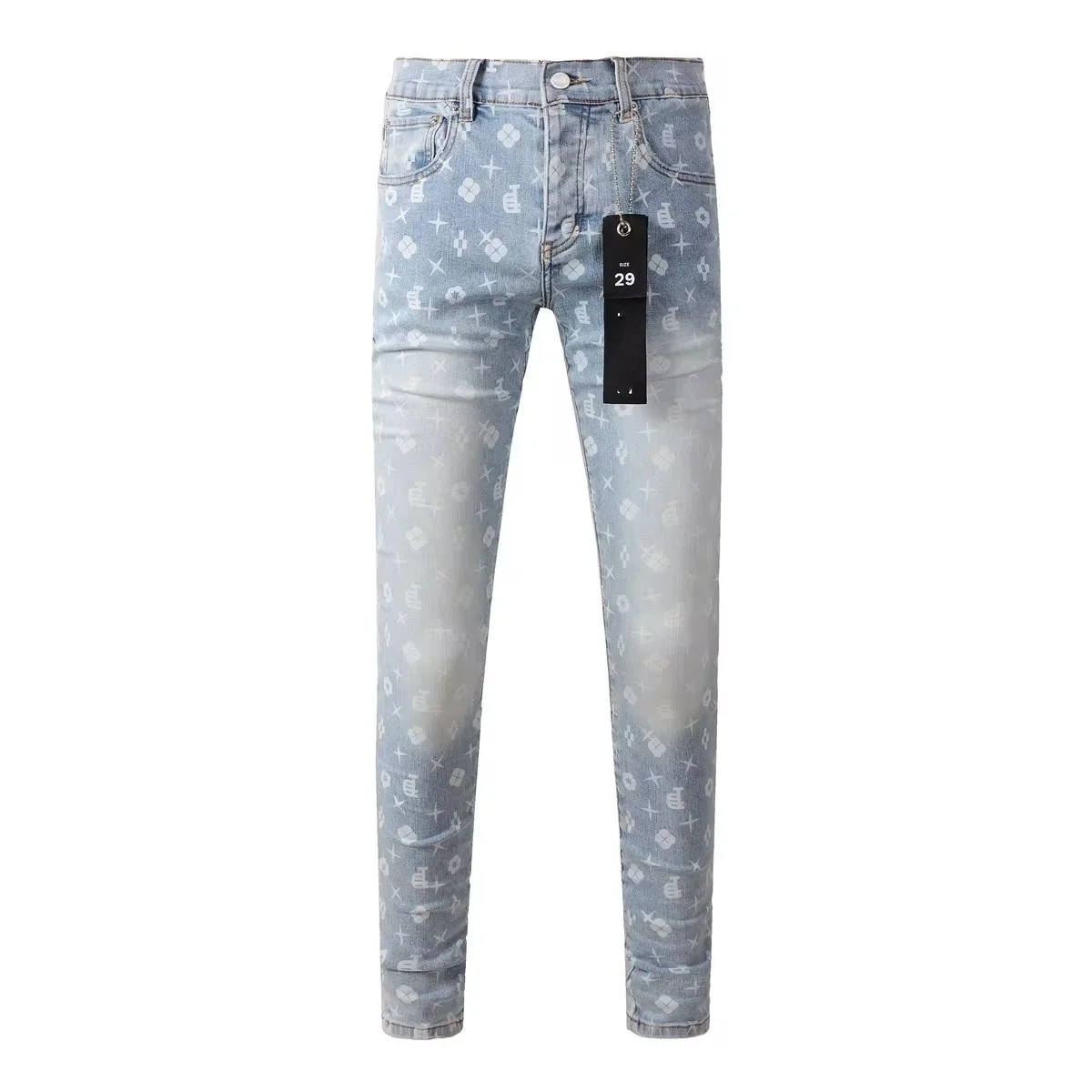 Topkwaliteit Purples Jeans Heren Met Hoge Straatprint Broeken Modemerk Reparatie Laagbouw Skinny Graffiti Letters Broek