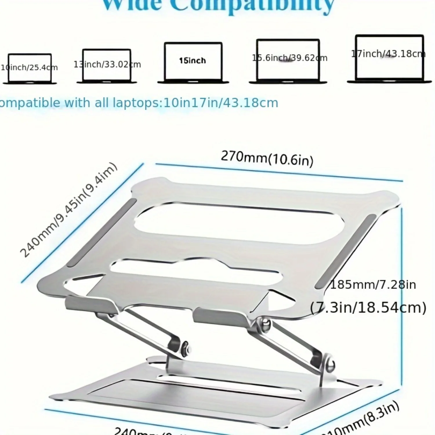 Laptop Stand, Portable Riser for 17.3inch Laptops, Adjustment for Desk, Holds Up to 17.6lbs Notebook