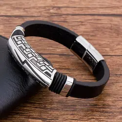 TYO Fashion Charm Punk Rock Flash Magnet Stainless Steel Lightning Men's Bracelet Leather Jewelry Wholesale Accessories Bangles