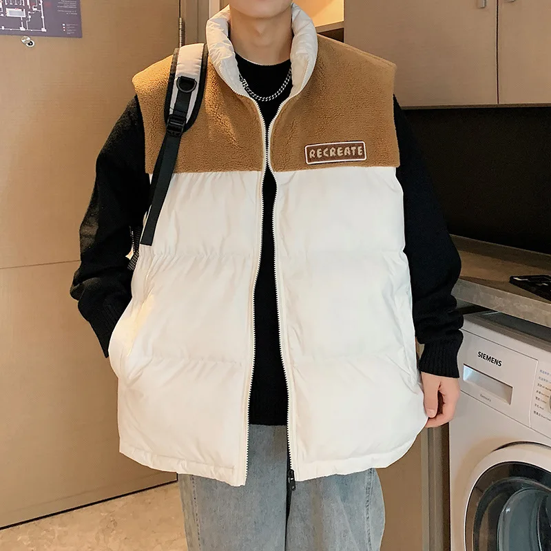 

Cotton Vest Men's Autumn/winter Trendy Brand Large Casual Vest Bread Jacket Vest Hong Kong Style Standing Collar