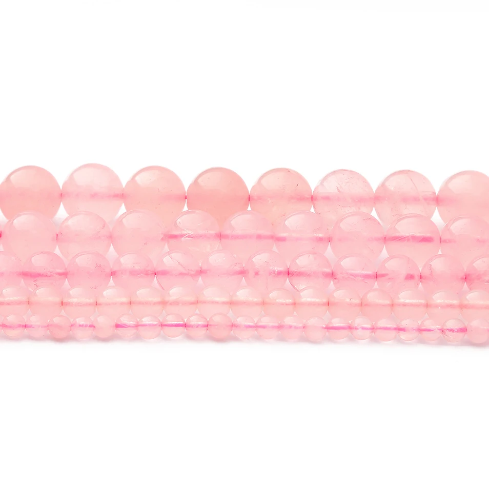 

1Strand Pink Rose Powder Crystal Quartz Natural Stone Round Loose Spacer Bead For Jewelry Making DIY Bracelet Necklace Accessory
