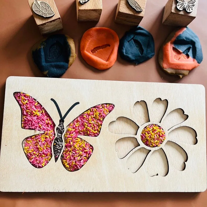 Montessori Kids Wooden Animal Sensory Tray Bee Butterfly Tools Cultivate Children Hands-on Ability Parent-child Toys Gift
