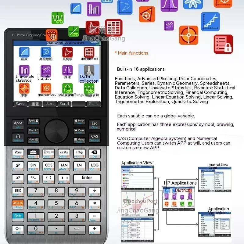 New Prime Calculator V-1 Prime 3.5-inch Touch Color Screen V-2 Graphic Calculator SAT/AP/IB Clear Calculator Teacher Supplies