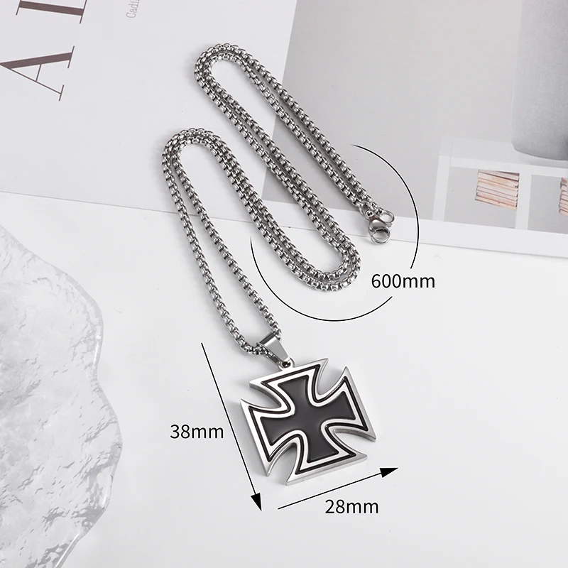 Exquisite Stainless Steel Amulet Holy Sword Knight Cross Pendant Men Ladies Hip Hop Party Knight Gift Necklace Wholesale