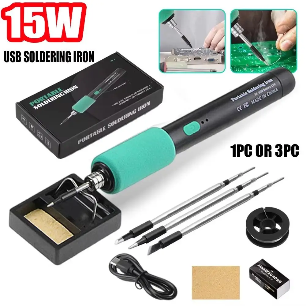Cordless Mini Small Soldering Iron Set Dual-Use Function Manual Operation USB Soldering Iron Temperature Adjustment