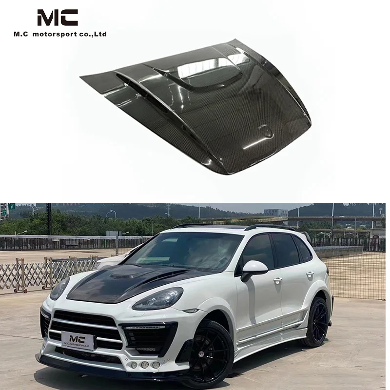 H Style Real Carbon Fiber Fiber Body Kit Engine Hood Bonnet Engine Cover for Cayenne 958.1 2012-2018