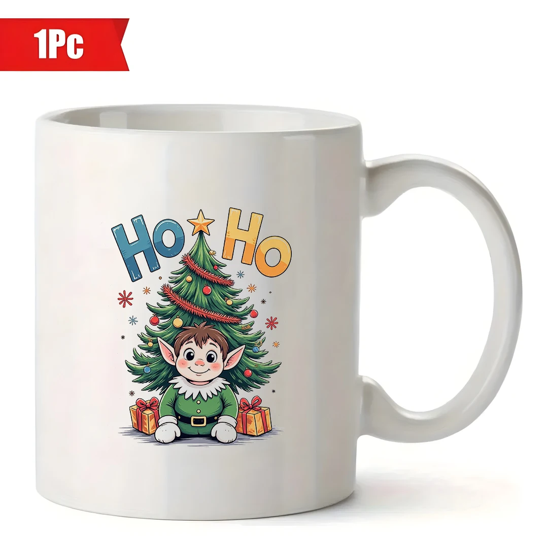 Taza navideña de dibujos animados de 11oz + taza con temática festiva, regalo de Navidad, taza para niños, juego de tazas de café para oficina familiar