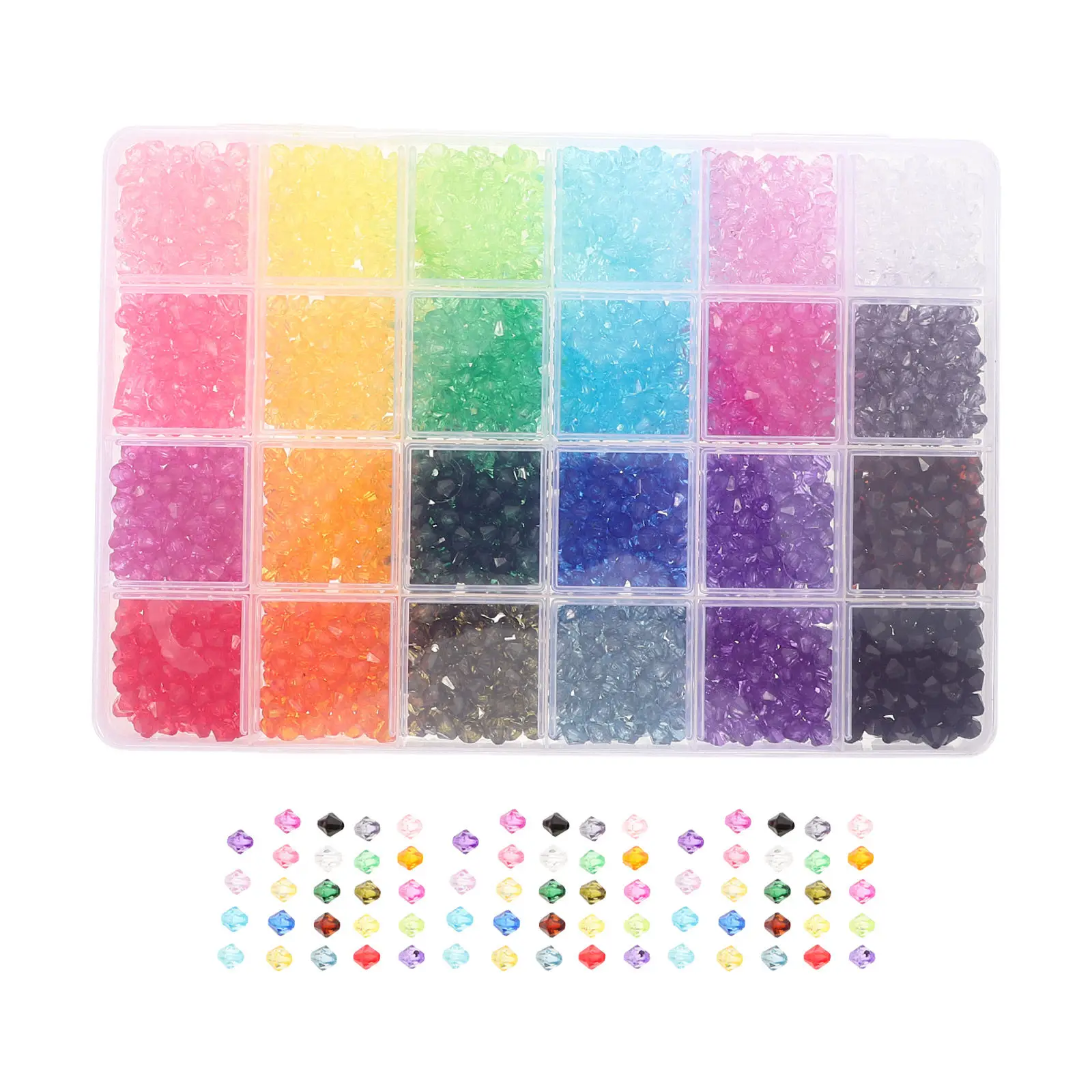 

2160 шт. акриловых бусин с эффектом кристалла, высокая прозрачность, 6 мм, 24 цвета, граненые бусины для изготовления украшений, браслетов, ожерелий, серег