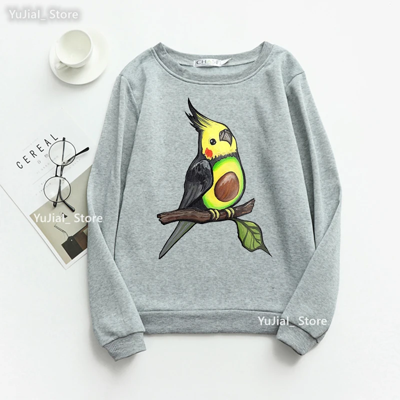 Watercolor Birds Print Sweatshirt Girls Cockatiel Family Kawaii Hoodie Women Harajuku Clothes Fashion Jumper Streetwear