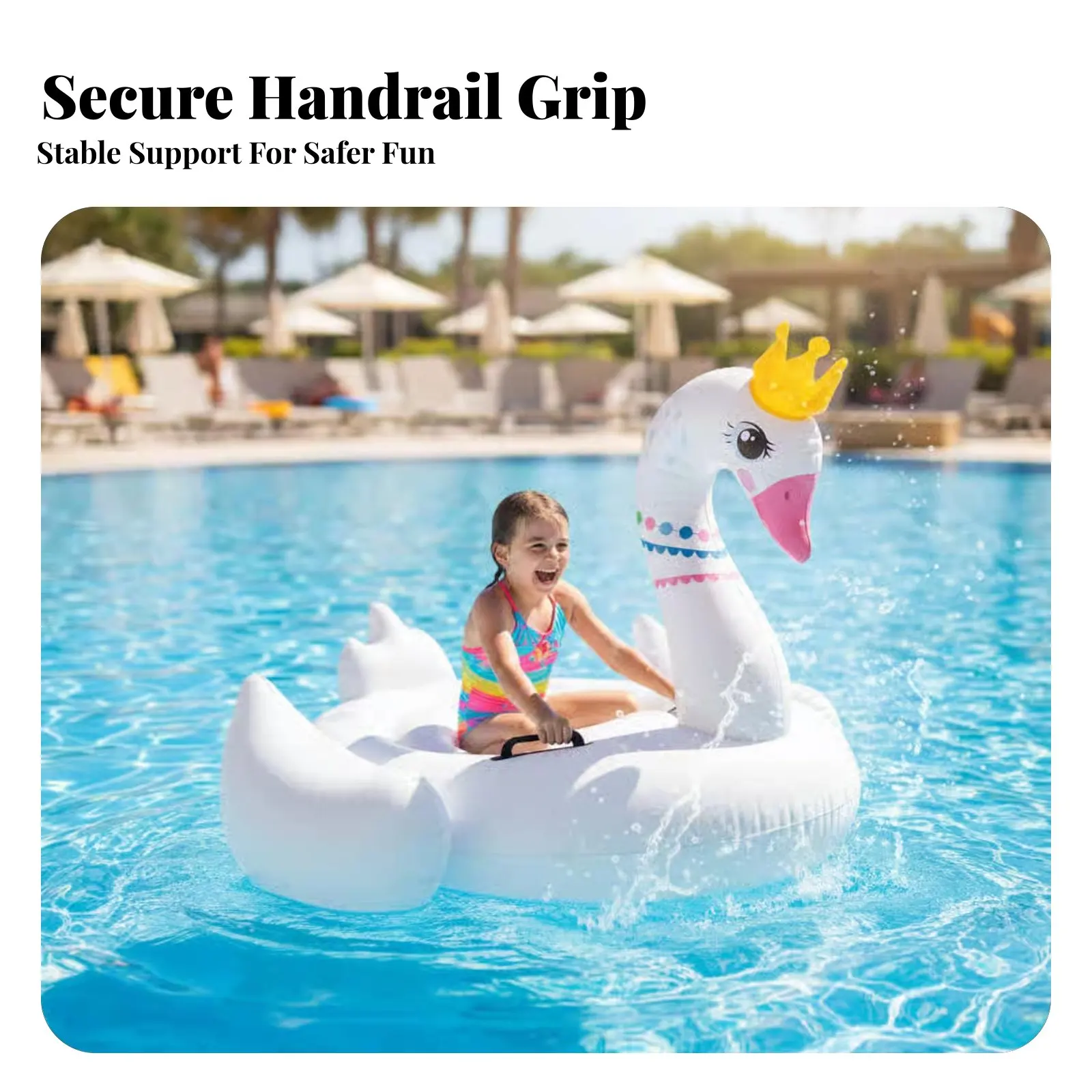 Crown Goose Aufblasbare Pool-Luftmatratze, Großes Tier-Reittier, Wasserspielzeug für Kinder und Erwachsene, Sichere Griffe, PVC, Pool, Wasserpark