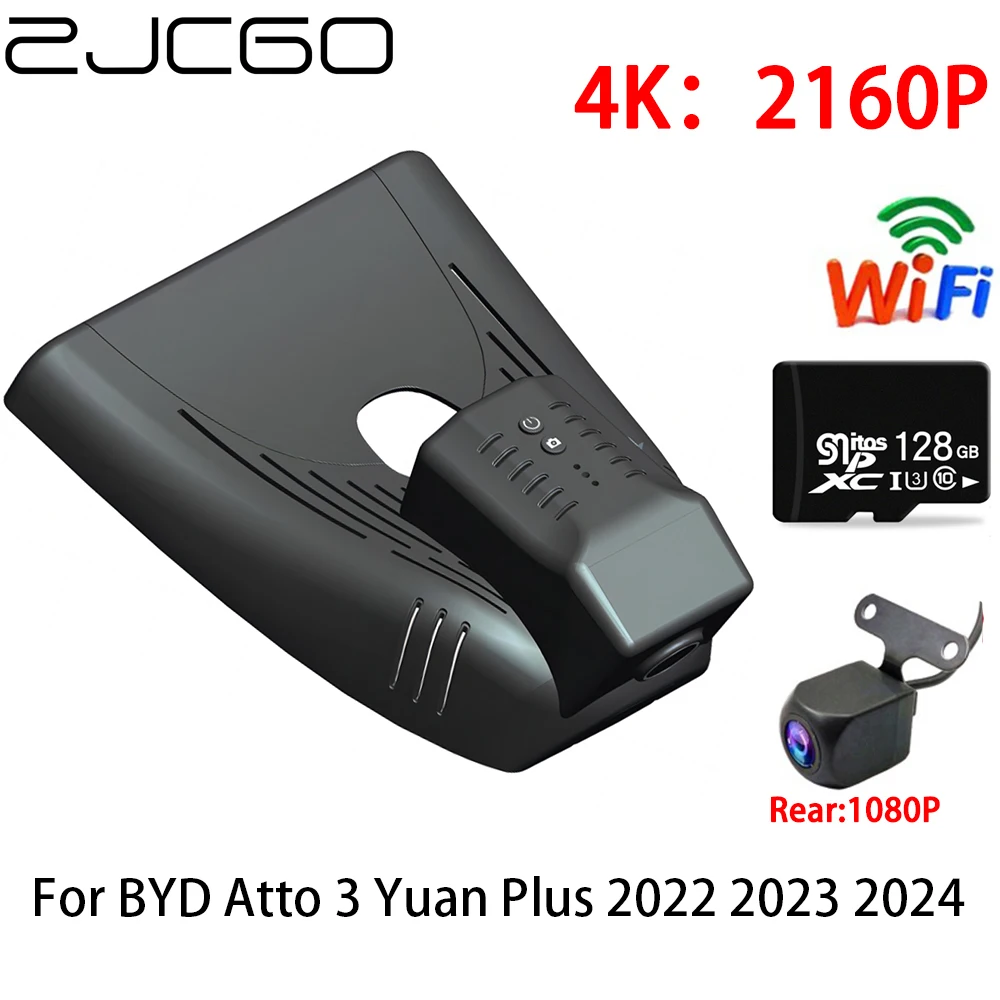 ZJCGO 2K 4K Car DVR Dash Cam Wifi Front Rear Camera 2 Lens 24h Parking for BYD Atto 3 Yuan Plus 2022 2023 2024