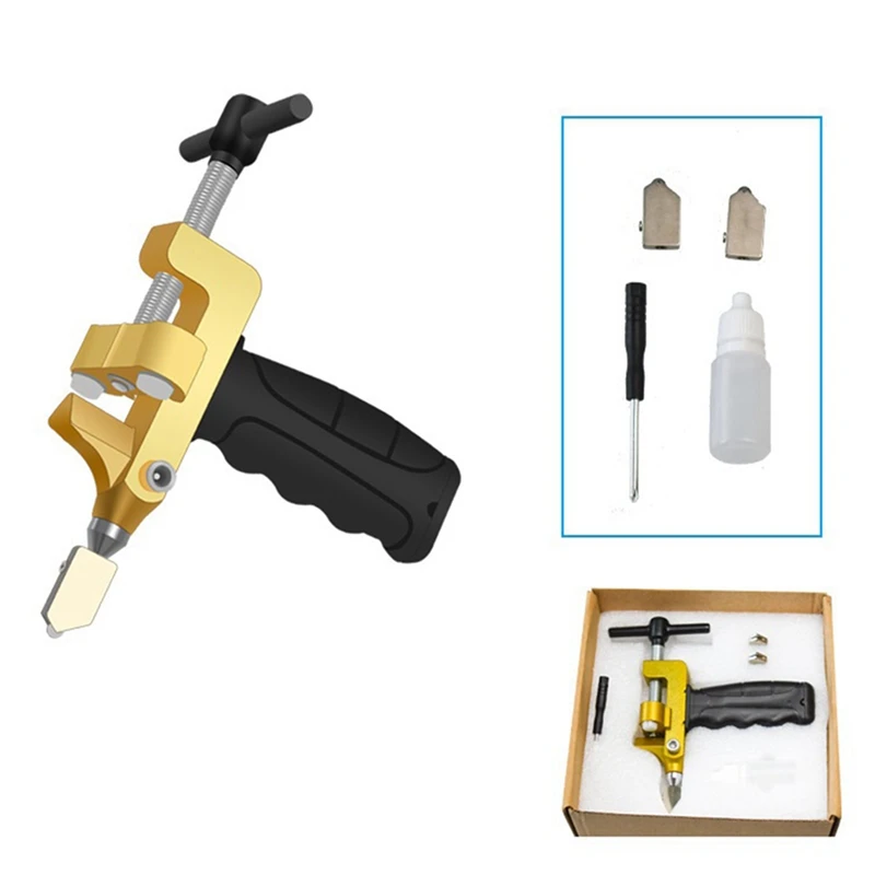 1Set 1-Piece Yellow Ceramic Tile Glass Cutter Two-In-One Cutting Open Tile Dicing DIY Tools Tile Cutter