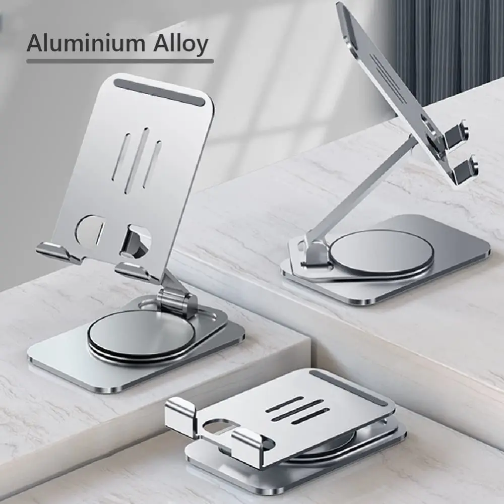 

Держатель для мобильного телефона из сплава, демпфирующая конструкция, полая настольная подставка с рассеиванием тепла 360° ° Вращающаяся чашка Dolly с плоским кронштейном для офиса