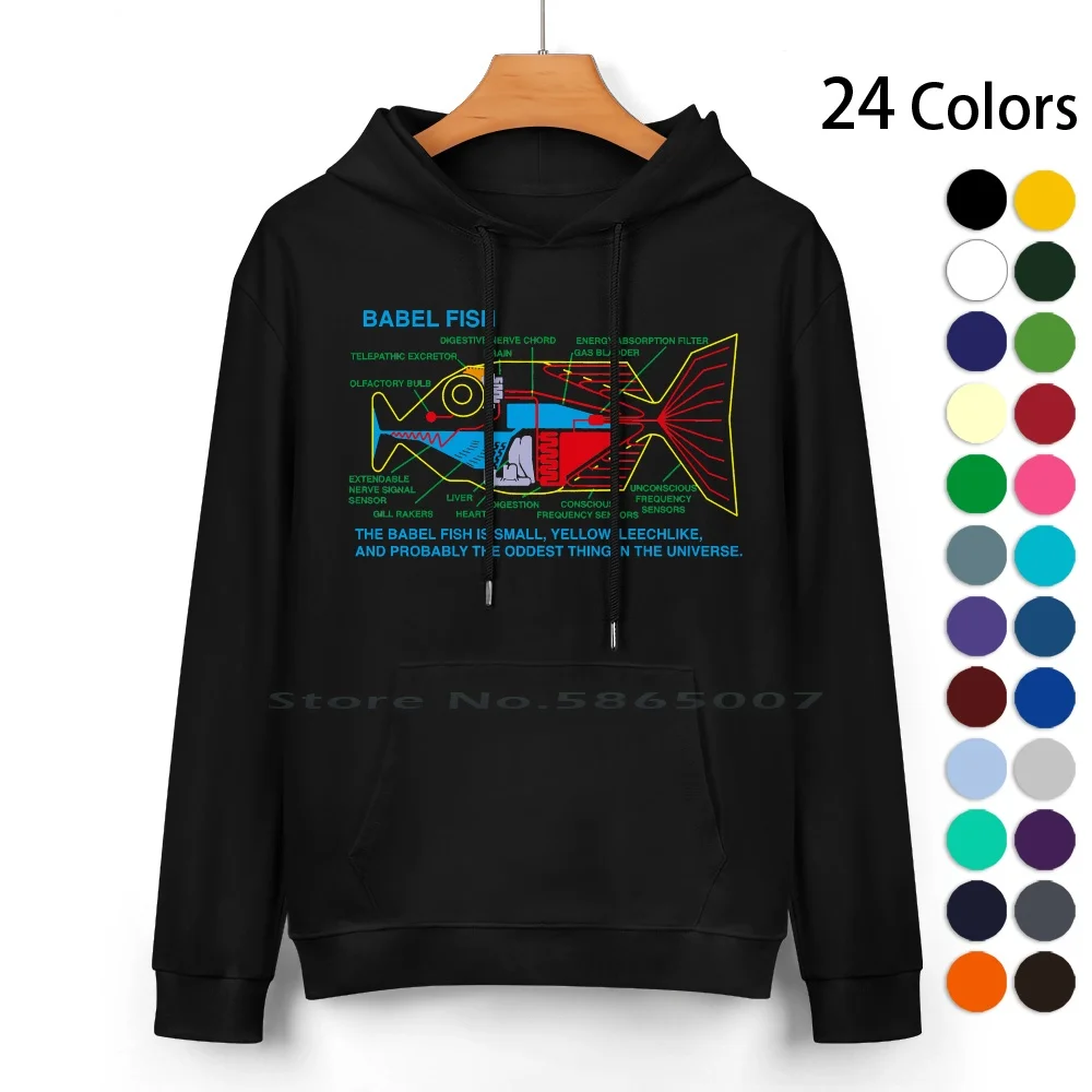 Ndvh Babel Fish H2g2 Pure Cotton Hoodie Sweater 24 Colors Babel Fish Hhgttg Hitchhikers Guide To The Galaxy Douglas Adams