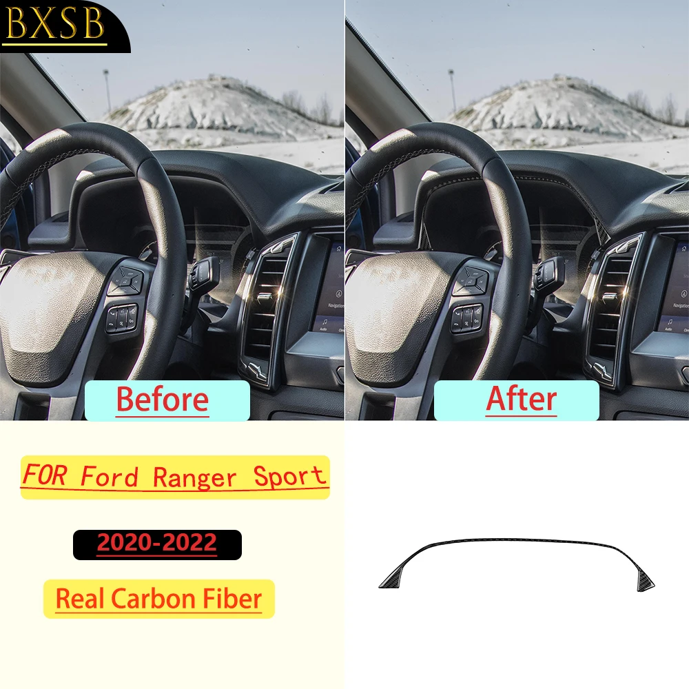 For Ford Ranger Sport 2020-2022 Car Speedometer Panel Surround Trim Cover Real Soft Carbon Fiber Interior Accessories Stickers