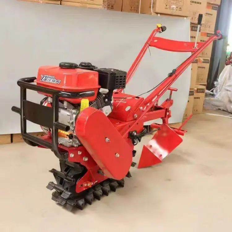 Hand Push Crawler Mini Power Tiller Rotary Cultivator Multifunctional Farm Weeding Ploug Machine For Hilly Dry Wet Land