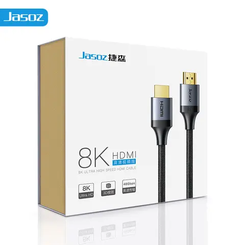 Jasoz 8K HDMI-Compatible Cable 8K@60Hz 4K@120Hz for Xiaomi TV Box PS5 Ultra High Speed 48Gbps eARC HDR 3D HDMI 2.1 Cable 8K