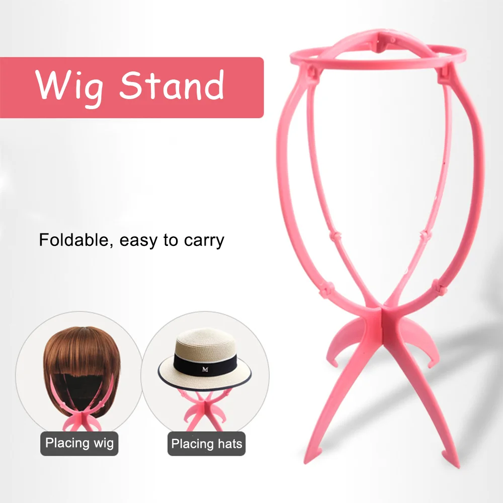 

3PCS Folding Wig Stand Plastic Adjustable Portable Hat Display Stand Durable Mannequin Dummy Head Plastic