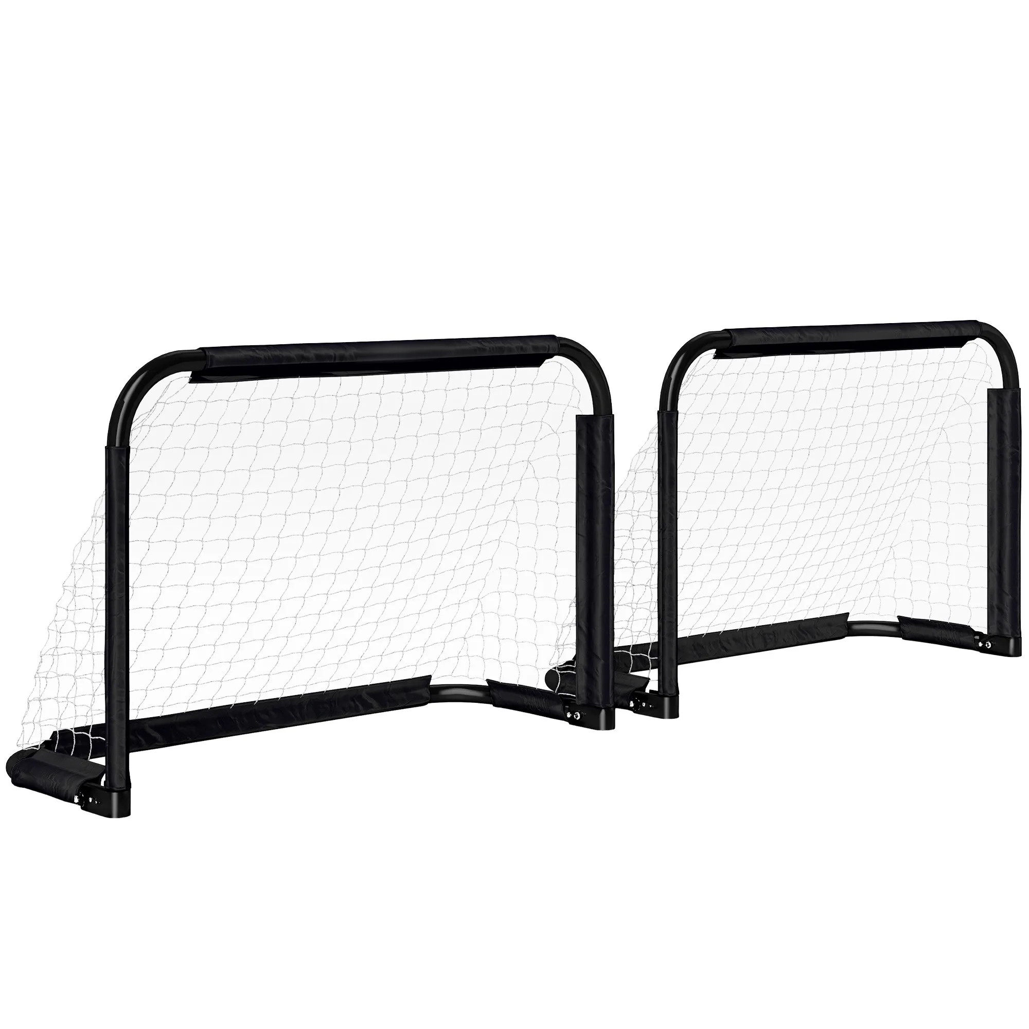 Homcom Mini opvouwbare voetbaldoelen set van 2 buitendoelen voor kinderen en volwassenen 90X36X60 cm zwart