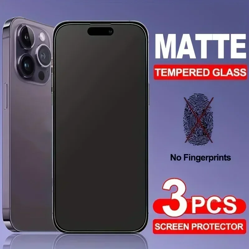 3Pcs Matte Tempered Glass For iPhone 15 14 Pro Max 7 8Plus XR XS Max Screen Protector For IPhone 11 12 13 Pro Mini Glass