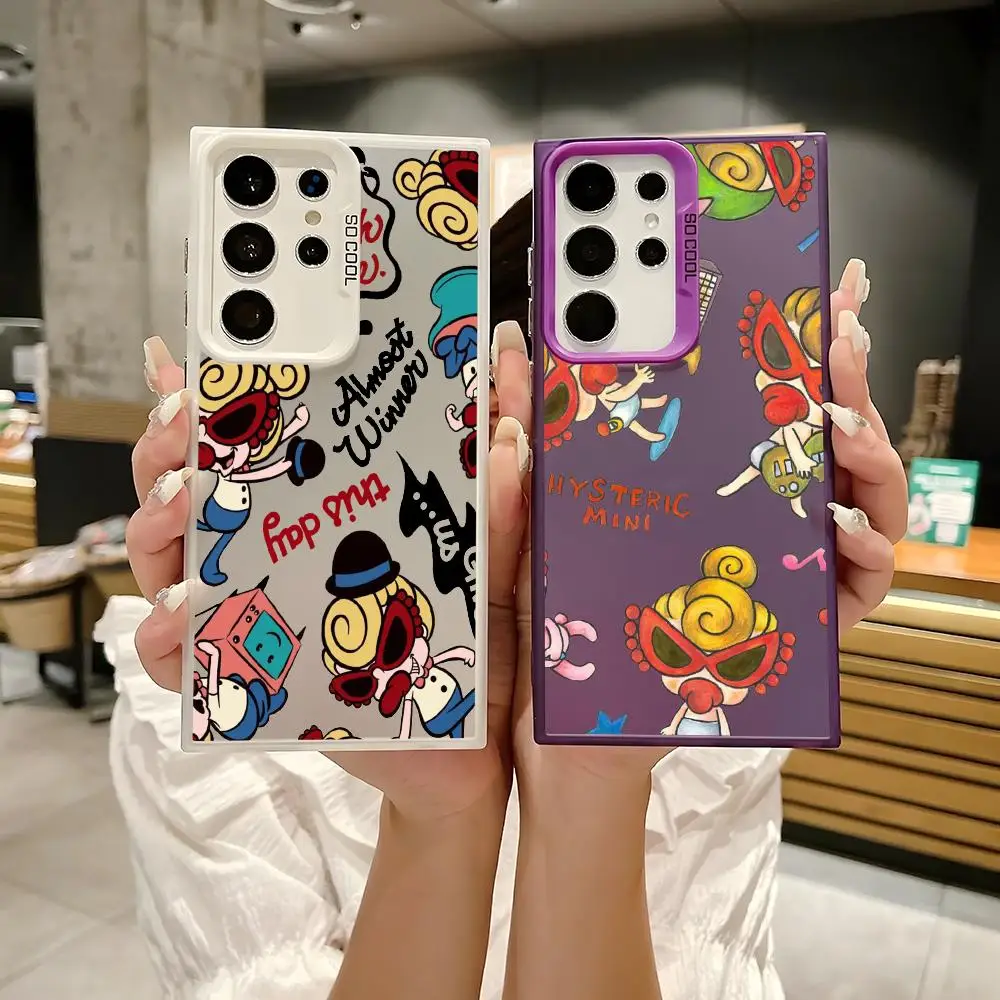 Cartoon H-Hysteric Mini Phone Case For Samsung Galaxy S25 S24 S22 S23 Ultra S21 S23 Plus 5G Shiny TPU Cover Shockproof Funda
