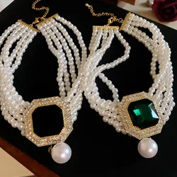 Draweye French Style Pearls Necklace for Women Vintage Fashion Multilayered Elegant Chokers Jewelry Luxury Collares Para Mujer