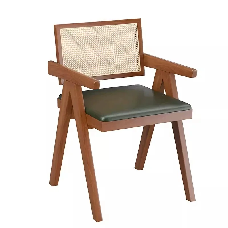 -ee Custom Modern Commercial Restaurant Solid Wood Woven Rattan Dining Table and Chair Set