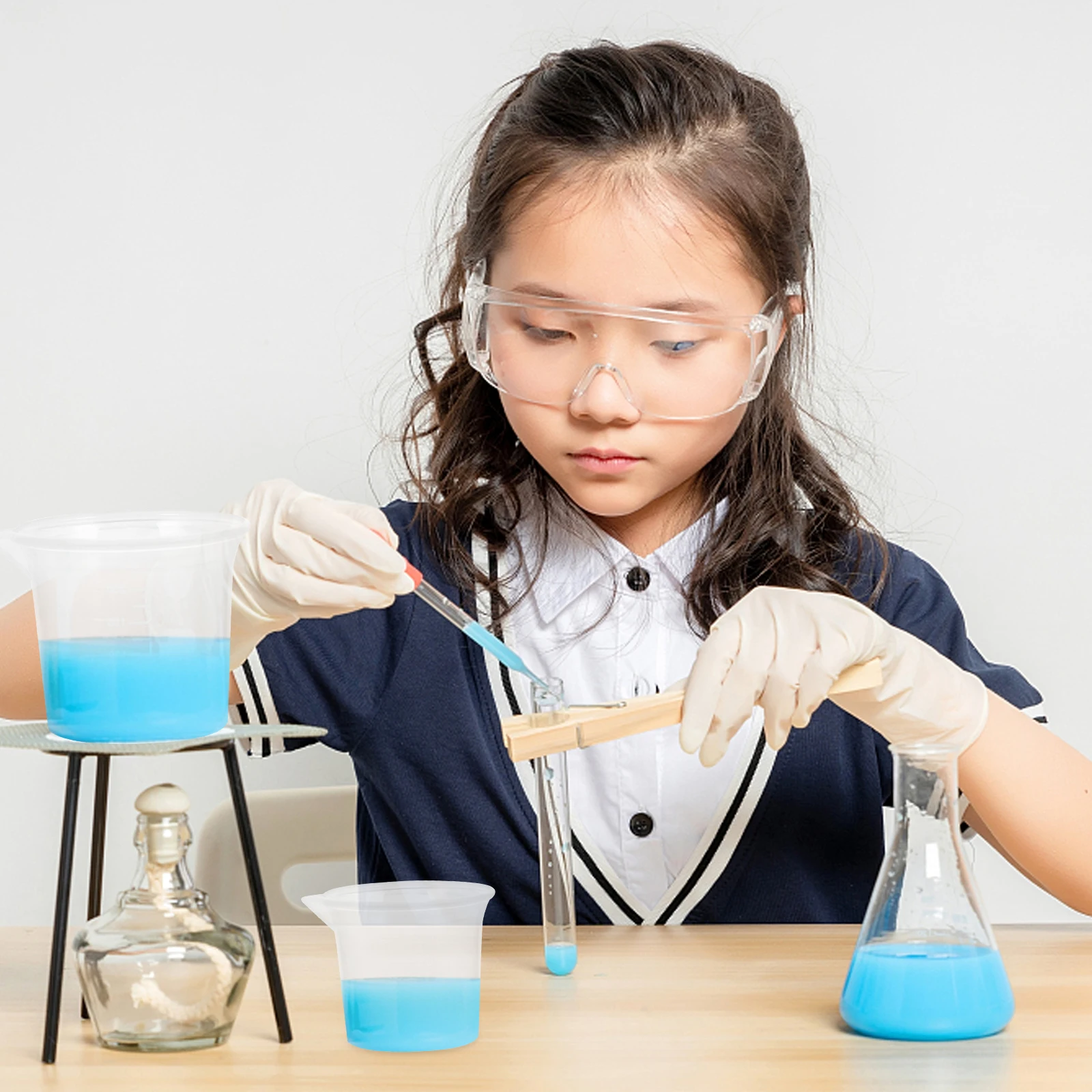 15 Pcs Laboratory Supplies Centrifuge Test Tubes Beaker Cups Transparent Scale Graduated Beakers