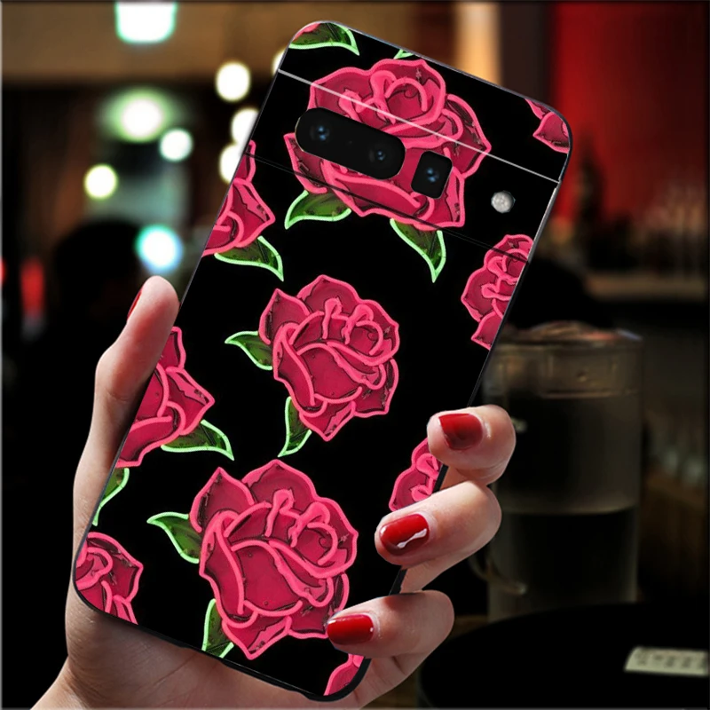 

Phone Case For Google Pixel 10 9 Pro XL 9A 8 7 6 Pro Pixel 8A 7A 6A Pixel 8 7 6 5 Rose in the dark