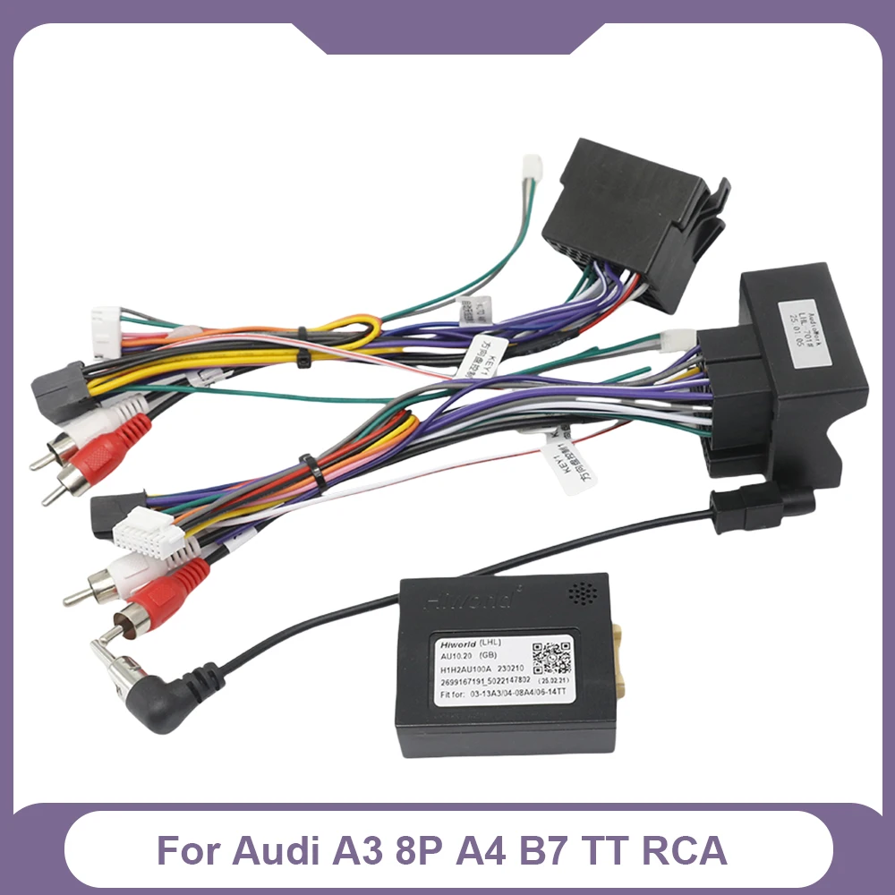 

16 Pin Plug Connector Harness Adapter CANBus Decoder Car Android Head Unit Wiring Cable for Audi A3 8P A4 B7 TT RCA Audio