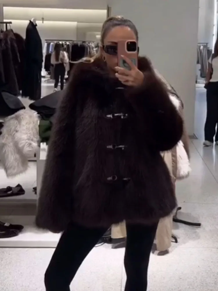 

HH Women's New Fashion Loose Chic Long Sleeves Coats Solid Hooded Single Breasted Female Winter Casual Warm Short Jackets