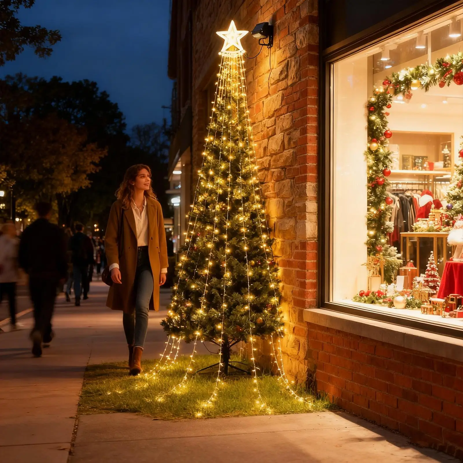 

Рождественские солнечные фонари, водонепроницаемые светодиодные с дистанционным таймером, светодиодные водопадные елочные огни, гирлянда для сада, патио