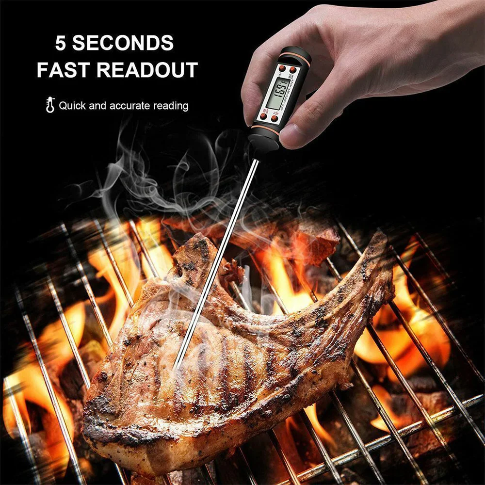 Portable Digital Kitchen Food Thermometer BBQ Meat Water Oil Cooking Oven Thermometer Tester with Probe for Kitchen Grilled